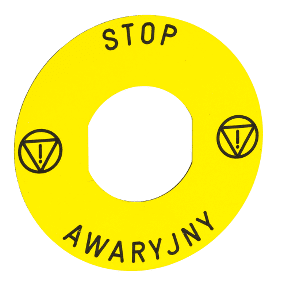 Schneider Electric Harmony XB5 Round Label, "EMERGENCY STOP", 30 mm, 60 mm, Yellow background, ZBY9PL30
