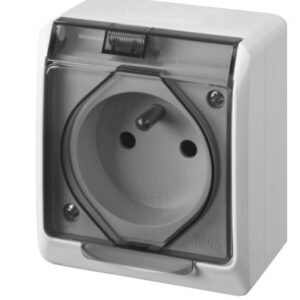 HERMES WHITE SOCKET NT 1X Z/U WITH SMOKY COVER IP44 SCREW TERMINALS 16A 250V