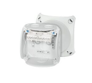 DK 0404 GZ - PUSZKA INSTALACYJNA 104X104X70 IP66, Z DŁAWNIC. MEMBRAN, Z ZACISKAMI SZARA