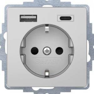 Q.X MODUŁ ALUMINIUM AKSAMIT GNIAZDO 1X SCHUKO 1X USB ZACISKI SPRĘŻYNOWE 16A 250V