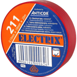 211P 19X20 TAŚMA IZOLACYJNA 19MM 20M PVC CZERWONY