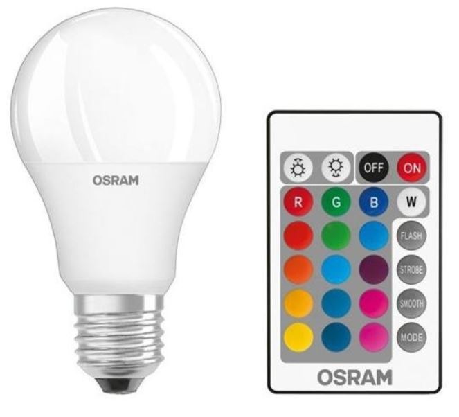 LED STAR+ ŻARÓWKA LED BULB RGBW 9/60W E27 230V ŚCIEMNIALNA 827 WW 2700K 806LM 200ST A60 + PILOT