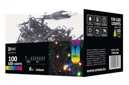 CHRISTMAS LIGHTS 100 LED MULTICOLOR 5M IP20 GREEN CABLE