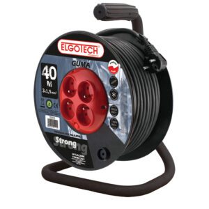 PZB-40-40G PRZEDŁUŻACZ BĘBNOWY 4X Z/U OKRĄGŁY KĄTOWA 40M H05RR-F 3X1.5 GUMA + TERMIK