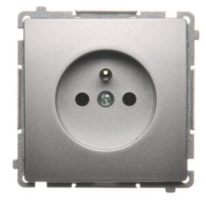 SIMON BASIC MODUŁ SREBRNY MAT GNIAZDO 1X Z/U ZACISKI ŚRUBOWE 16A 250V