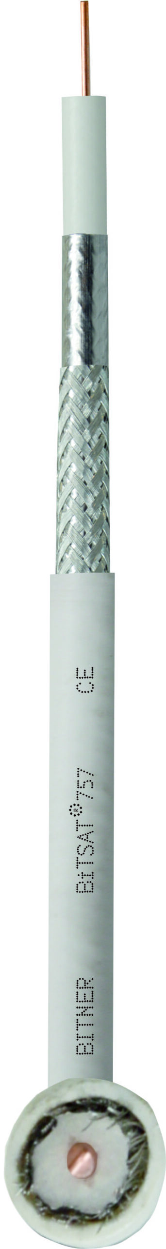 BITSAT 757 BIAŁY PRZEWÓD KONCENTRYCZNY DRUT 1.05/5.0 KARTON 250M 5-2400MHZ FOLIA AL/PET/AL OPLOT DRU