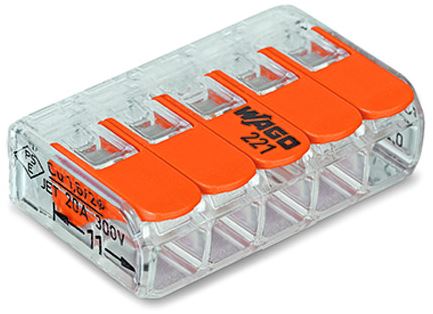 SZYBKOZŁĄCZKA UNIWERSALNA 5x0.2-4mm2 TRANSPARENTNA/POMARAŃCZOWA
