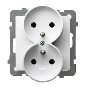 AS MODUŁ BIAŁY GNIAZDO 2X Z/U ZACISKI ŚRUBOWE 16A 250V