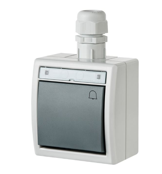 AQUANT 2K SZARY PRZYCISK NT "DZWONEK" IP65 ZACISKI ŚRUBOWE 10AX 250V