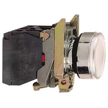 Schneider Electric Harmony XB4 Przycisk płaski biały, LED 24V, XB4BW31B5