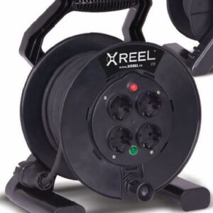 XREEL PRZEDŁUŻACZ BĘBNOWY 4X Z/U 25M IP20 H05RR-F 3X2.5 WTYCZKA GUMOWA 16A+ TERMIK