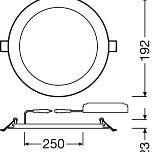 DL SLIM ALU WHITE DOWNLIGHT FRAME PT ROUND LED 17W NW 4000K 1400LM 180MM IP20 IK03 AL/ PMMA