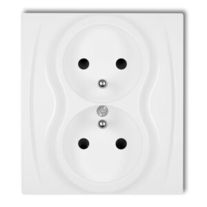 LOGO BIAŁY GNIAZDO 2X Z/U Z PRZESŁONAMI ZACISKI ŚRUBOWE 16A 250V