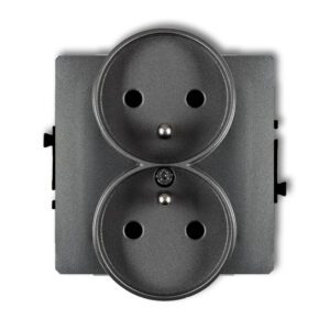 DECO MODUŁ GRAFIT GNIAZDO 2X Z/U Z PRZESŁONAMI ZACISKI ŚRUBOWE 16A 250V