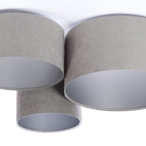 BLER SZARY/ SREBRNY OPRAWA SUFITOWA PLAFON 3X E27/ 60W IP20 TKANINA WELUR/ TWORZYWO/ METAL