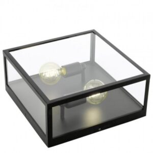 CHARTERHOUSE CZARNY/ PRZEZROCZYSTY OPRAWA SUFITOWA NT 2X E27/ 60W IP20 STAL/ SZKŁO