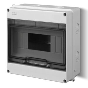 EP-LUX PLUS ROZDZIELNIA PLASTIKOWA NT 9M 1X 9M N+PE IP55 IK08 197X197X98 DRZWI DYMNE SZARY