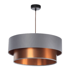 JUNONA SZARY/ MIEDZIANY OPRAWA WISZĄCA 1X E27/ 60W IP20 TKANINA/ TWORZYWO