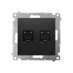 SIMON 54 BLACK MAT MODULE COMPUTER SOCKET 2X UAE 8 CAT.6 UTP WITH DUST COVER FLAT