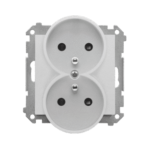 SIMON 55 ALUMINUM MODULE SOCKET OUTLET 2X S/U WITH SHUTTERS SPRING CLAMP 16A 250V