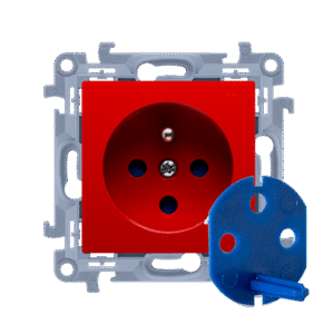 SIMON 10 MODULE RED SOCKET 1X Z/U DATA WITH KEY SCREW TERMINALS 16A 250V