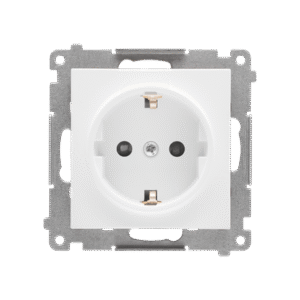 SIMON 55 WHITE MAT MODULE SOCKET 1X SCHUKO WITH SHUTTERS SPRING TERMINALS 16A 250V