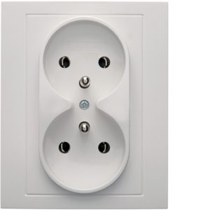 B.KWADRAT BIAŁY POŁYSK GNIAZDO 2X Z/U ZACISKI ŚRUBOWE 16A 250V (dawne 5361838989)