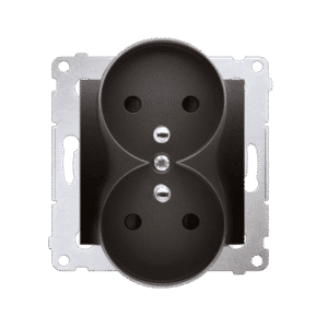 SIMON 54 ANTHRACITE MODULE SOCKET 2X S/U WITH SHUTTERS SCREW TERMINALS 16A 250V