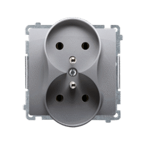 SIMON BASIC MODUŁ INOX GNIAZDO 2X Z/U ZACISKI ŚRUBOWE 16A 250V