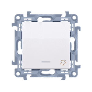 SIMON 10 MODUŁ BIAŁY PRZYCISK ''DZWONEK'' PODŚWIETLANY LED ZACISKI ŚRUBOWE 10AX 250V