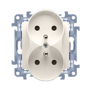 SIMON 10 CREAM MODULE SOCKET 2X Z/U SCREW TERMINALS 16A 250V