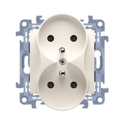 SIMON 10 MODUŁ KREM GNIAZDO 2X Z/U ZACISKI ŚRUBOWE 16A 250V