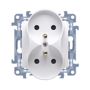 SIMON 10 WHITE MODULE SOCKET 2X Z/U SCREW TERMINALS 16A 250V