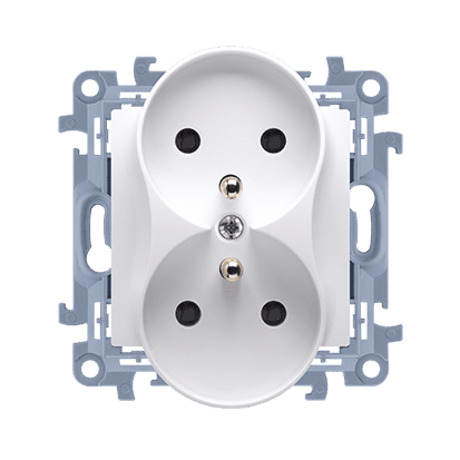 SIMON 10 WHITE MODULE SOCKET 2X Z/U SCREW TERMINALS 16A 250V