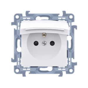 SIMON 10 WHITE MODULE SOCKET 1X S/U WITH SHUTTERS AND FLAP IP44 SPRING CLAMPS 16A 250V