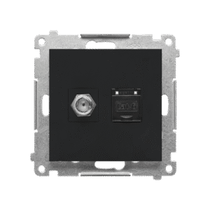 SIMON 55 MODUŁ CZARNY MAT GNIAZDO TV TYP F+ GNIAZDO KOMPUTEROWE 1X UAE 8 CAT.6 UTP
