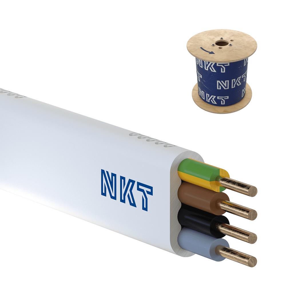 YDYP 4X 1.5 ŻO BIAŁY PRZEWÓD INSTALACYJNY PŁASKI DRUT 450/750V KL.1 BĘBEN