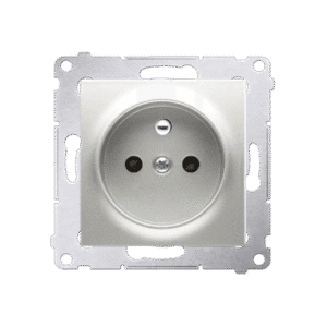 MODUŁ SREBRNY MAT GNIAZDO 1X Z/U Z PRZESŁONAMI ZACISKI ŚRUBOWE 16A 250V