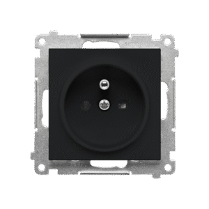 SIMON 55 BLACK MAT MODULE SOCKET 1X Z/U WITH SHUTTERS SPRING TERMINALS 16A 250V