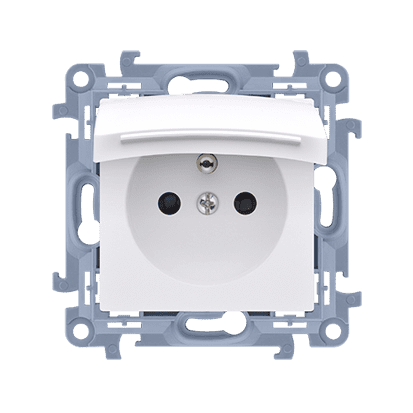 SIMON 10 WHITE MODULE SOCKET 1X Z/U WITH WHITE FLAP IP44 SPRING TERMINALS 16A 250V