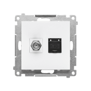 SIMON 55 MODUŁ BIAŁY MAT GNIAZDO TV TYP F+ GNIAZDO KOMPUTEROWE 1X UAE 8 CAT.6 UTP