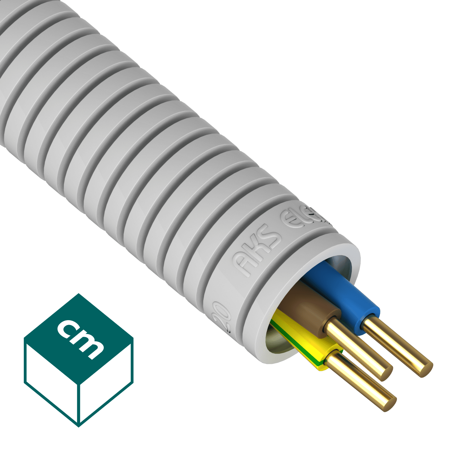 RKGL 20-50 SZARY RURA KARBOWANA PESZEL PVC-U FI20/14.9 Z PRZEWODEM H07V-U 3X2.5 320N RURAKS