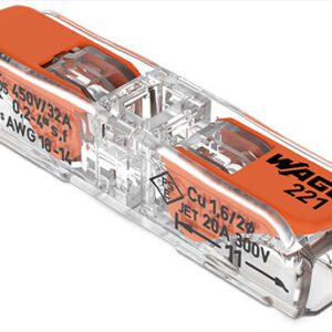 SZYBKOZŁĄCZKA UNIWERSALNA 2X 0.2-4MM2 ZACISKOWA PRZELOTOWA TRANSPARENTNY/ POMARAŃCZOWY
