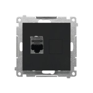 SIMON 55 MODUŁ CZARNY MAT GNIAZDO KOMPUTEROWE 1X UAE 8 CAT.6 FTP Z PRZESŁONĄ PRZECIWKURZOWĄ PŁASKIE