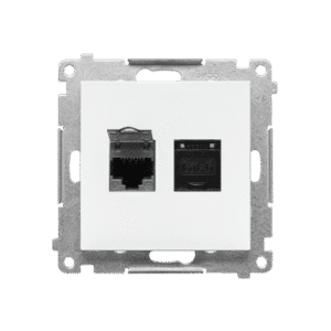 SIMON 55 WHITE MAT MODULE COMPUTER SOCKET 2X UAE 8 CAT.6 UTP WITH DUST COVER FLAT