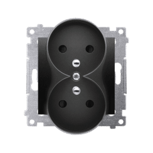 SIMON 54 BLACK MAT MODULE SOCKET 2X S/U WITH SHUTTERS SCREW TERMINALS 16A 250V