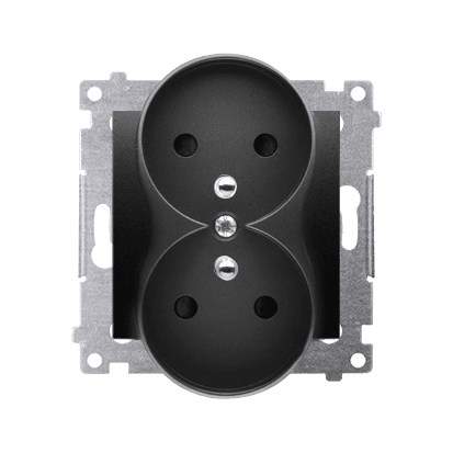 SIMON 54 MODUŁ CZARNY MAT GNIAZDO 2X Z/U Z PRZESŁONAMI ZACISKI ŚRUBOWE 16A 250V