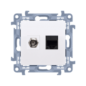 SIMON 10 MODUŁ BIAŁY GNIAZDO SAT TYP F + GNIAZDO KOMPUTEROWE 1X UAE 8 CAT.5E UTP PŁASKIE