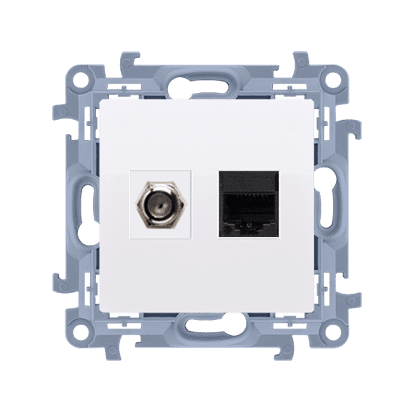 SIMON 10 MODUŁ BIAŁY GNIAZDO SAT TYP F + GNIAZDO KOMPUTEROWE 1X UAE 8 CAT.5E UTP PŁASKIE