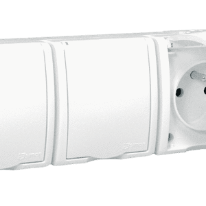 SIMON AQUARIUS WHITE SOCKET NT 3X Z/U WITH COVER IP54 SCREW TERMINALS 16A 250V